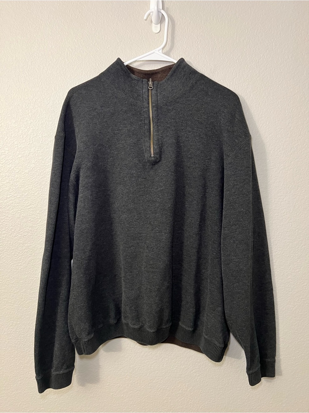 Cremieux Men’s Quarter Zip Sweater Charcoal Gray Heavy Knit Pullover XL XXL